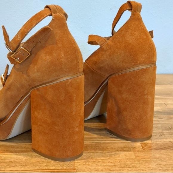 Free People Perfect Pair Suede Block Platform Heels 38 - Picture 6 of 9